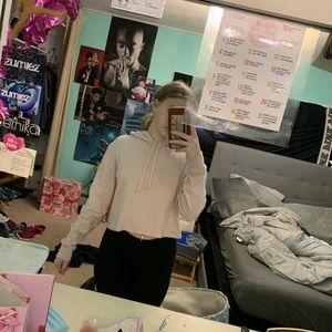 h&m light pink crop hoodie